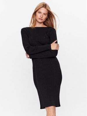 Kötött slim fit ruha Calvin Klein fekete