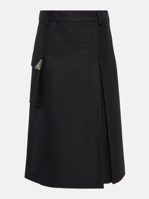 Nylonowa spódnica midi z kieszeniami Prada czarna
