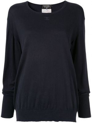 Haftowany sweter Chanel Pre-owned niebieski