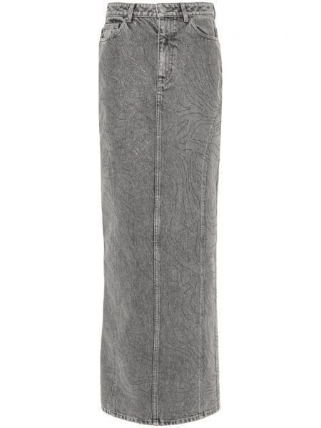 Krištáľová džínsová sukňa Rotate sivá