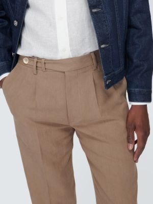 Pantalones chinos de lino Brunello Cucinelli marrón