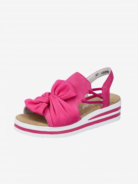 Semišové sandály Rieker růžové