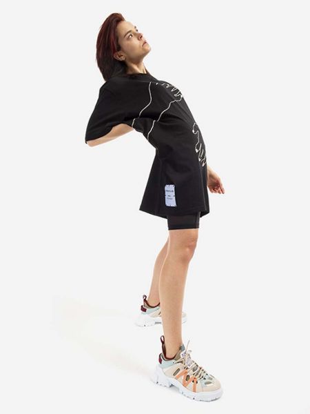 Oversized bavlněné mini šaty Mcq černé