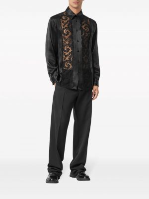 Mežģīņu zīda krekls Versace melns