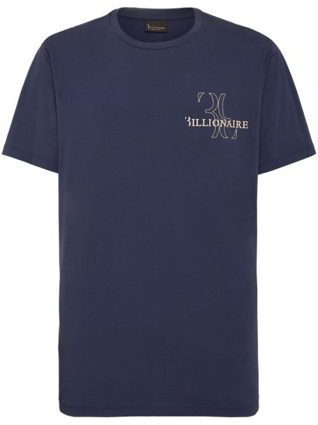 Kokvilnas t-krekls ar izšuvumiem Billionaire zils