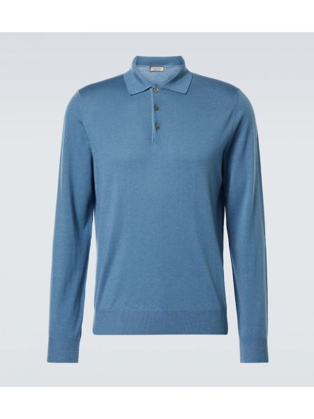 Cashmere poloskjorte Canali blå