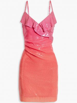 Шифоновое платье мини Gigi с оборками и пайетками DEREK LAM 10 CROSBY, коралловый