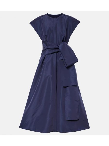 Svileni midi haljina s mašnom Carolina Herrera plava