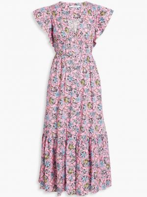 Платье миди из хлопкового поплина Greta с оборками и цветочным принтом DEREK LAM 10 CROSBY розовый
