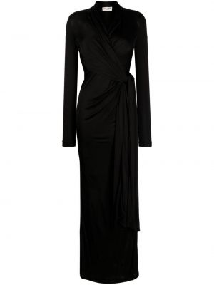Βραδινό φόρεμα ντραπέ Saint Laurent μαύρο