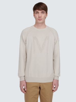 Памучен пуловер Moncler бежово