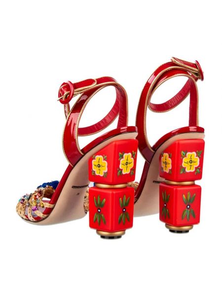 Sandały skórzane Dolce And Gabbana czerwone