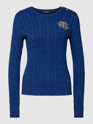 Dzianinowy sweter bawełniany Lauren Ralph Lauren niebieski
