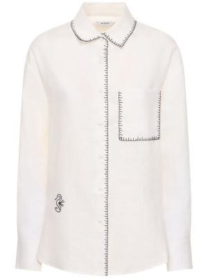 Oversized λινό πουκάμισο Marysia λευκό