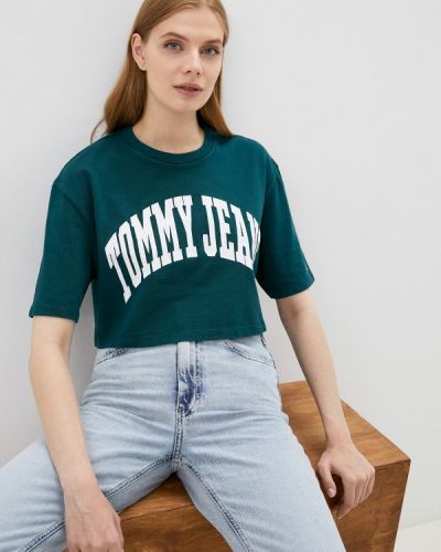 Джинсовый кроп-топ Tommy Jeans, зеленый