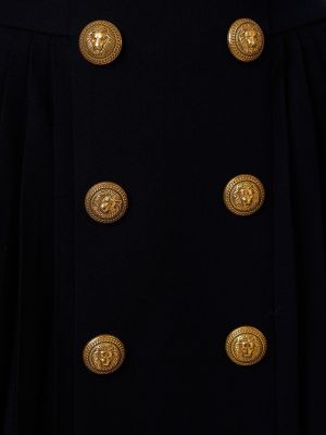 Vlnená plisovaná minisukňa na gombíky Balmain čierna