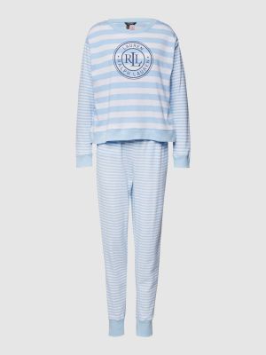 Piżama z nadrukiem Lauren Ralph Lauren niebieska