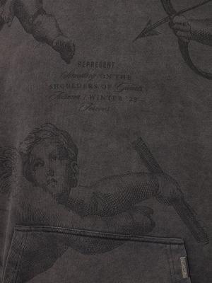 Chemise en coton à capuche à imprimé Represent gris