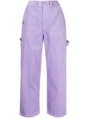 Ravne hlače iz rebrastega žameta Chocoolate vijolična