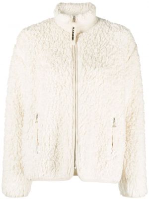 Fleecová bunda na zip Jil Sander bílá