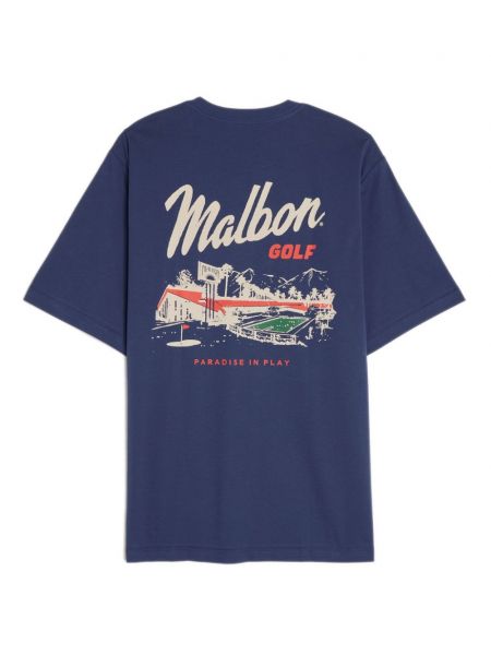 Koszulka bawełniana z nadrukiem Malbon Golf niebieska