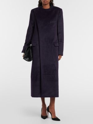 Vlněný kabát z alpaky Victoria Beckham fialový
