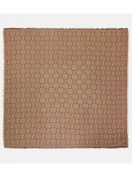 Jacquard bomull silke skjerf Gucci beige