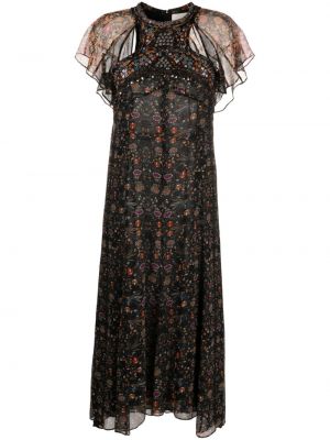 Midi šaty s potlačou s paisley vzorom Isabel Marant čierna