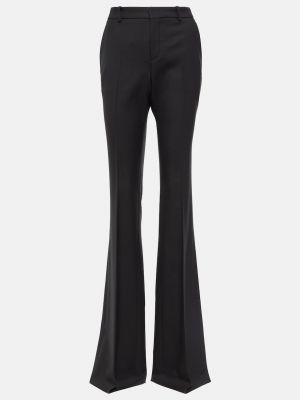 Шерстяные брюки с высокой талией Saint Laurent черные