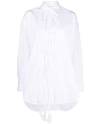 Klasické hedvábné dlouhá košile s volány Ermanno Scervino - bílá