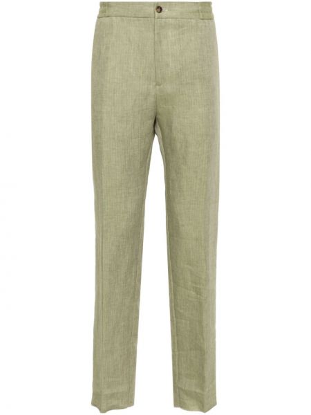 Lněné kalhoty Etro zelené