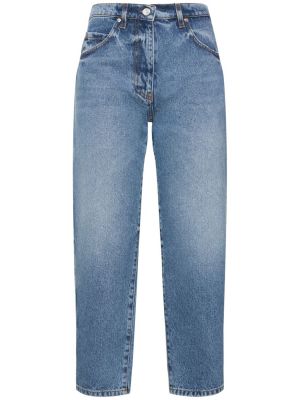Bavlněné straight fit džíny s vysokým pasem Msgm modré