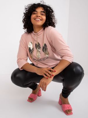 Bluză din bumbac cu aplicații Fashionhunters roz