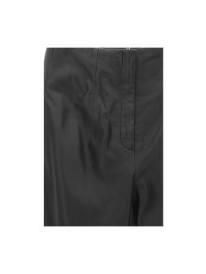 Pantalones rectos de cuero Alberta Ferretti negro
