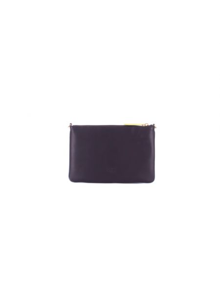 Bolso clutch de algodón de cuero clásica Pinko negro