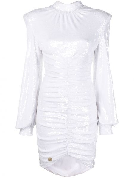 Коктейлна рокля с пайети Philipp Plein бяло