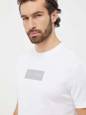 Тениска с дълъг ръкав с апликация Calvin Klein бяло
