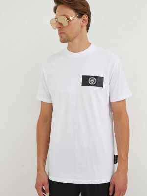 Спортивная хлопковая футболка с аппликацией Plein Sport белая