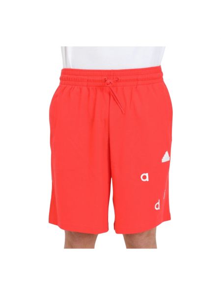 Shorts de sport brodeés Adidas rouge