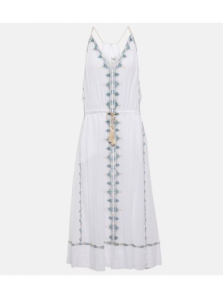 Βαμβακερή μίντι φόρεμα με κέντημα Marant Etoile λευκό
