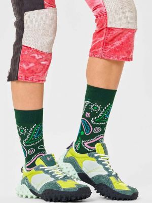 Nogavice s paisley potiskom Happy Socks zelena