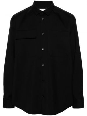 Μάλλινο πουκάμισο Jil Sander μαύρο