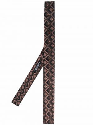 Corbata de seda con estampado con estampado geométrico Dolce & Gabbana marrón