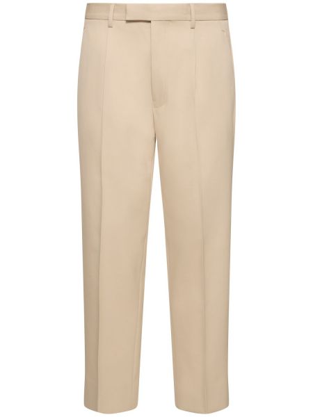 Pantalones de lana de algodón plisados Zegna beige
