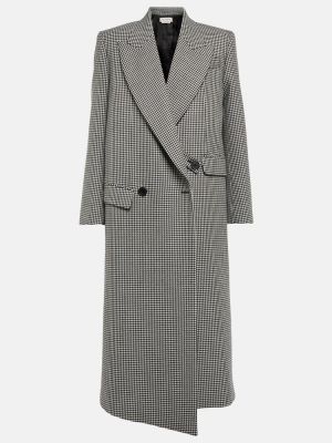 Manteau en laine à carreaux asymétrique Alexander Mcqueen noir