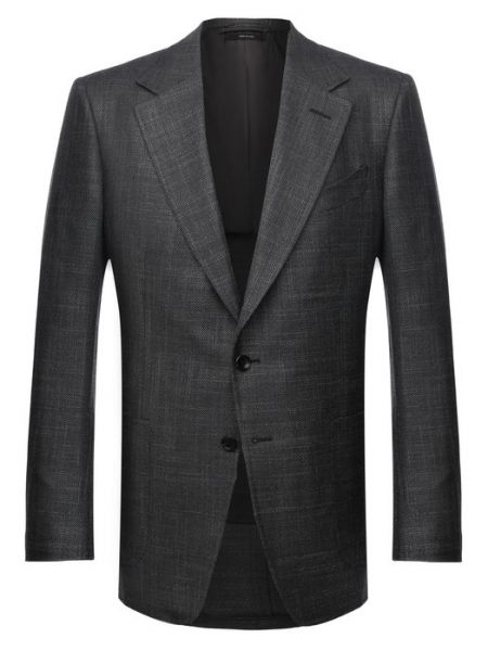 Шелковый шерстяной пиджак Tom Ford серый