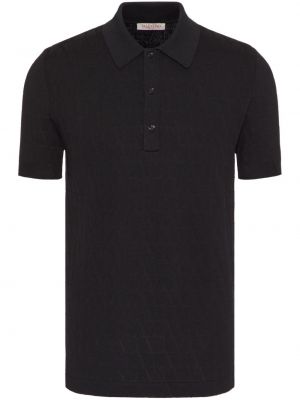 Polo majica iz žakarda Valentino Garavani črna