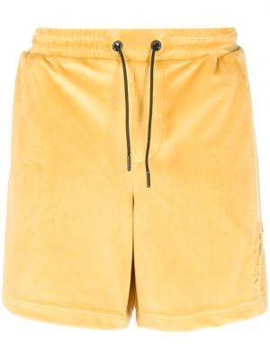 Žametne kratke hlače z vezenjem iz rebrastega žameta Pt Torino rumena