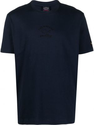 Raštuotas medvilninis marškinėliai Paul & Shark mėlyna