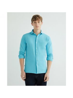 Camisa de algodón de punto manga larga Mirto azul